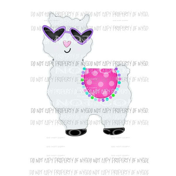 Purple glasses LLama pink polka dots Sublimation transfers Heat Transfer