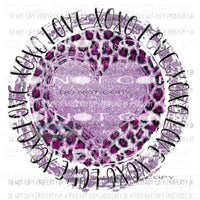 Purple Leopard heart circle love xoxo Sublimation transfers valentines day love Heat Transfer