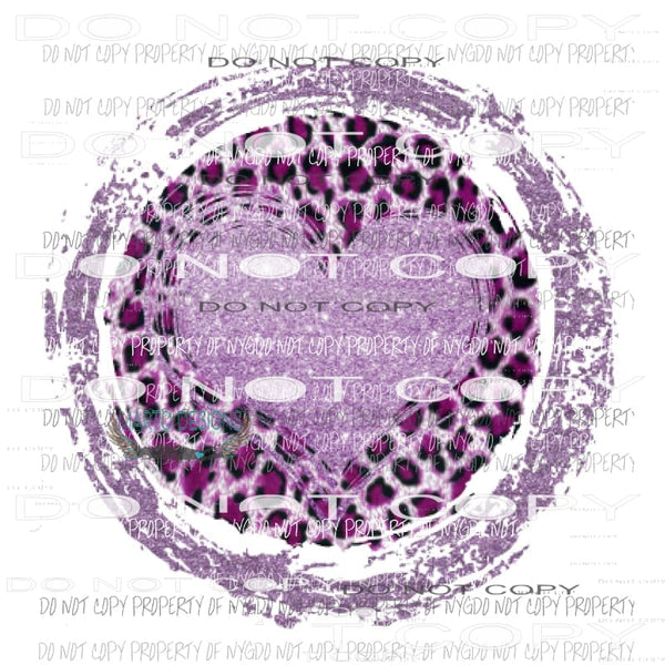 Purple Leopard heart circle Sublimation transfers valentines day love Heat Transfer