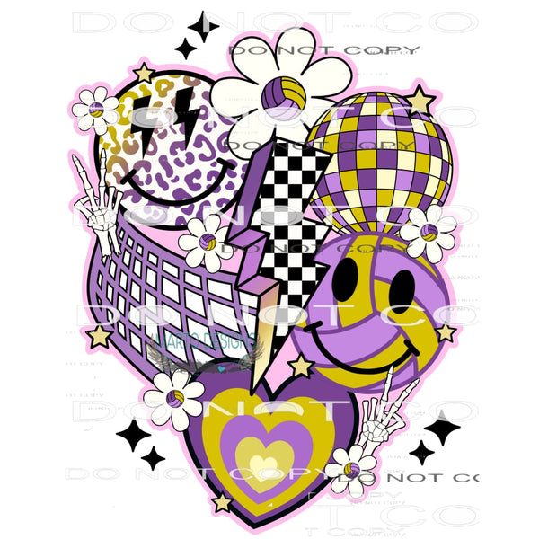 Purple Volleyball #9388 Sublimation transfers - Heat