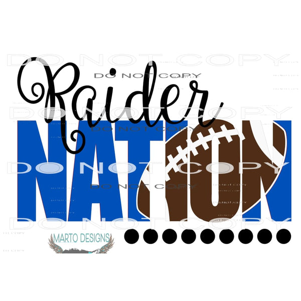 raider nation Blue # 1081 Sublimation transfers - Heat