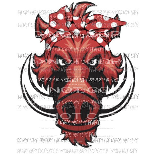 Razorback with bandanna Hogs Sublimation transfers Arkansas Heat Transfer
