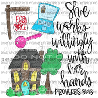 Real Estate Agent Realtor She Works Willingly Sublimation transfers Heat Transfer