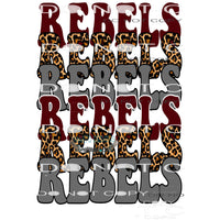 Rebels Maroon leopard stacked Sublimation transfers - Heat