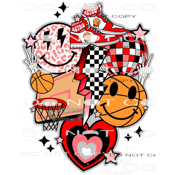 Red Basketball #9344 Sublimation transfers - Heat Transfer