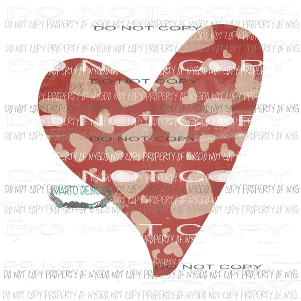Red Heart with hearts Sublimation transfers Heat Transfer