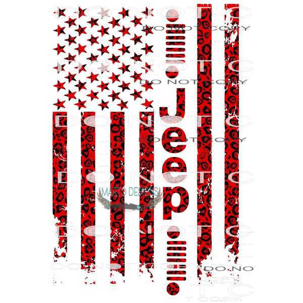 red JEEP FLAG Sublimation transfers - Heat Transfer