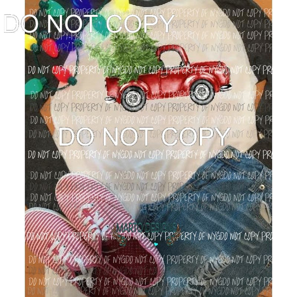 Red Truck with Christmas tree raglan shirt shirt