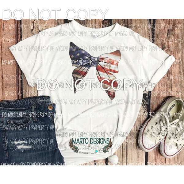 Red white and blue bow Sublimation transfers Heat Transfer