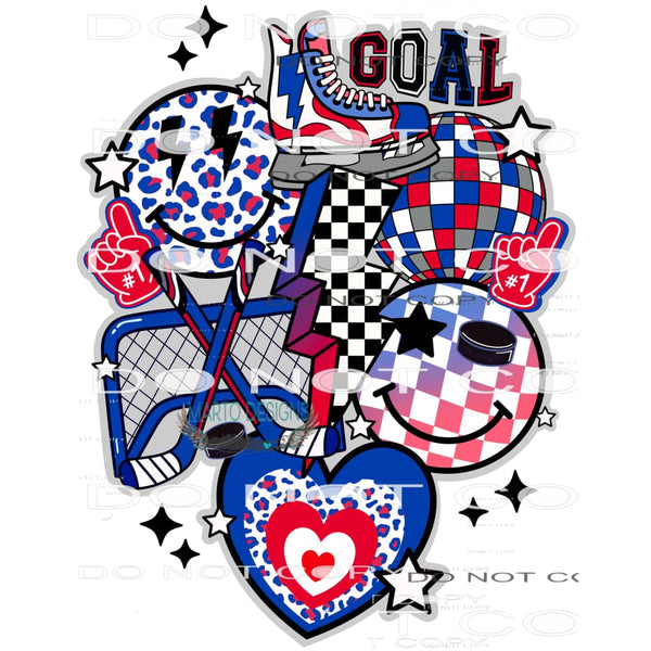 Red White And Blue Hocky #9401 Sublimation transfers - Heat