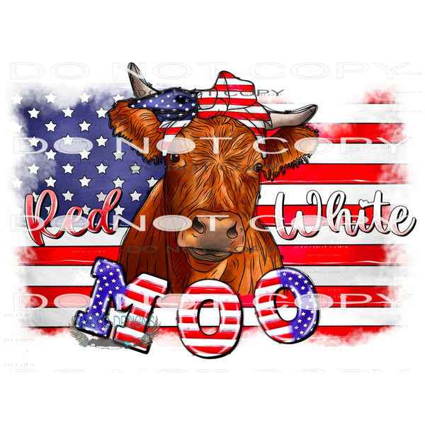 Red White Moo #10811 Sublimation transfers - Heat Transfer