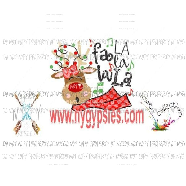 Reindeer fa la la la la childs size 3x3 inches sublimation Heat Transfer