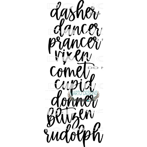 Reindeer Names #7905 Sublimation transfers - Heat Transfer