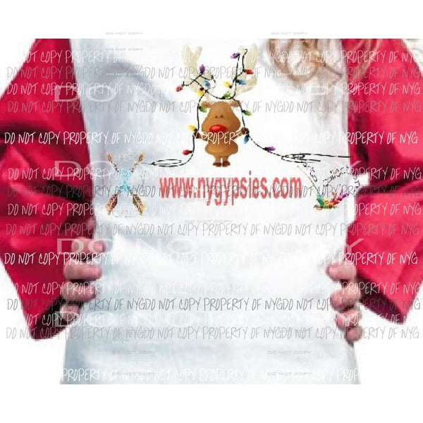 Reindeer with lights Child size 5 x 3 inches sublimation Heat Transfer