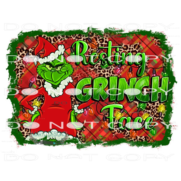 Resting Grinch Face #7428 Sublimation transfers - Heat