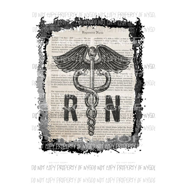 RN Registered Nurse black frame Sublimation transfers Heat Transfer