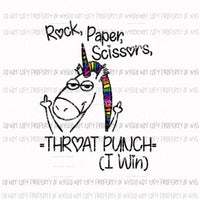 rock paper scissors throat punch unicorn Sublimation transfers Heat Transfer