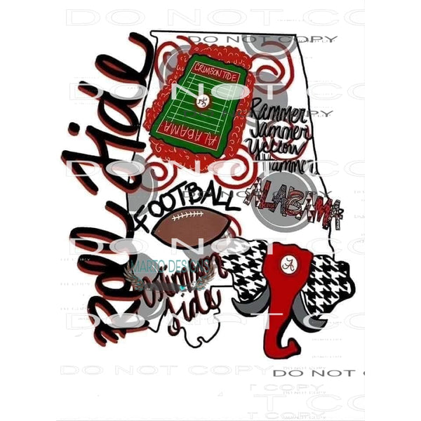 Roll Tide Football #6538 Sublimation transfers - Heat