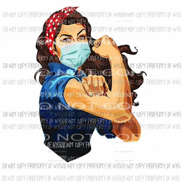Rosie Strong #22 brunette mask Sublimation transfers Heat Transfer