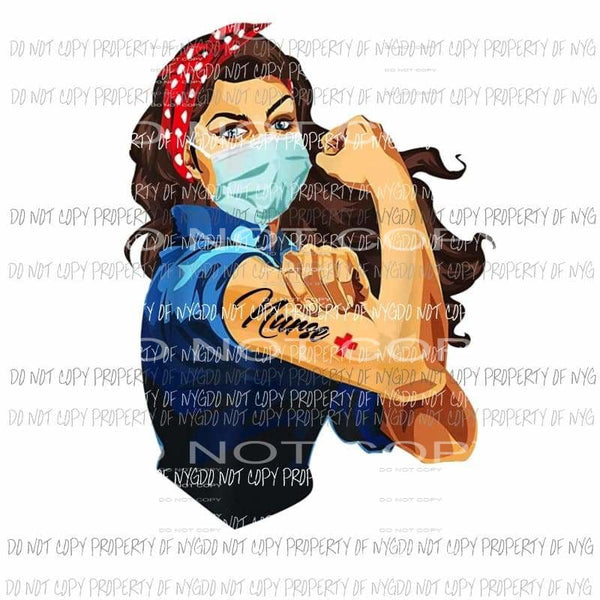 Rosie Strong Nurse #17 mask Sublimation transfers Heat Transfer