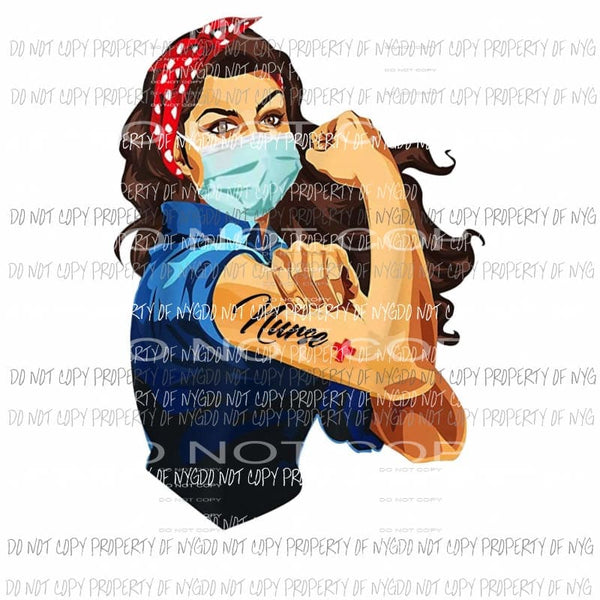 Rosie Strong Nurse #23 brunette mask Sublimation transfers Heat Transfer