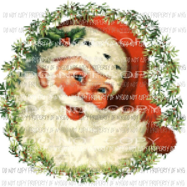 Santa and wreath Christmas Sublimation transfers Heat Transfer