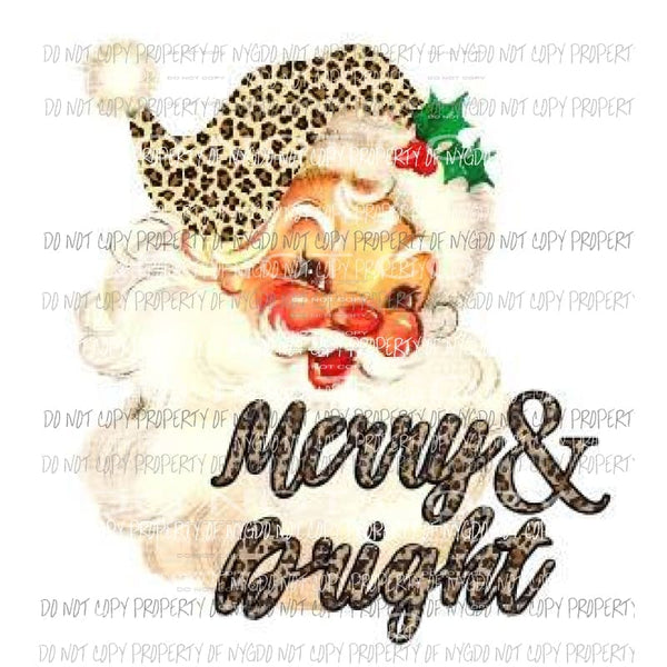 Santa merry and bright christmas Sublimation transfers Heat Transfer