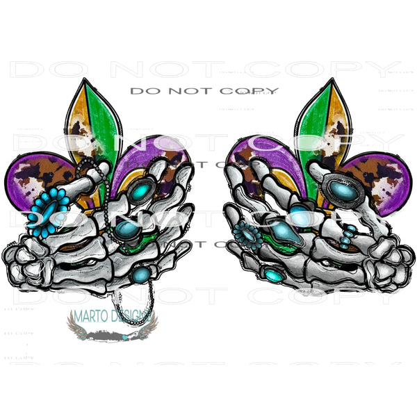 Skeleton Hand Mardi Gras #9812 Sublimation transfers - Heat