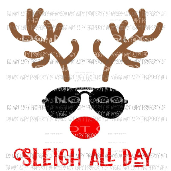Sleigh all day reindeer Sublimation transfers Heat Transfer