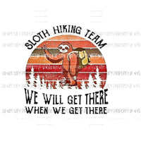Sloth Hiking Team Sublimation transfers Heat Transfer