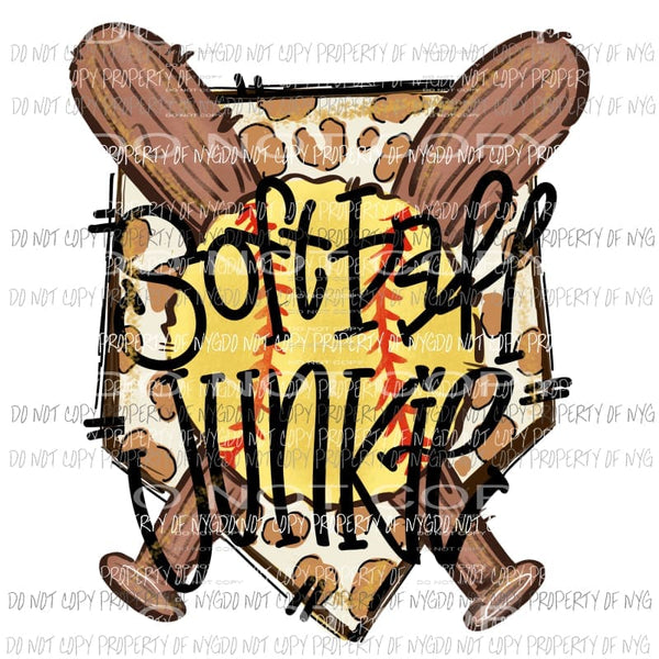 Softball Junkie Hand Drawn Sublimation transfers Heat Transfer