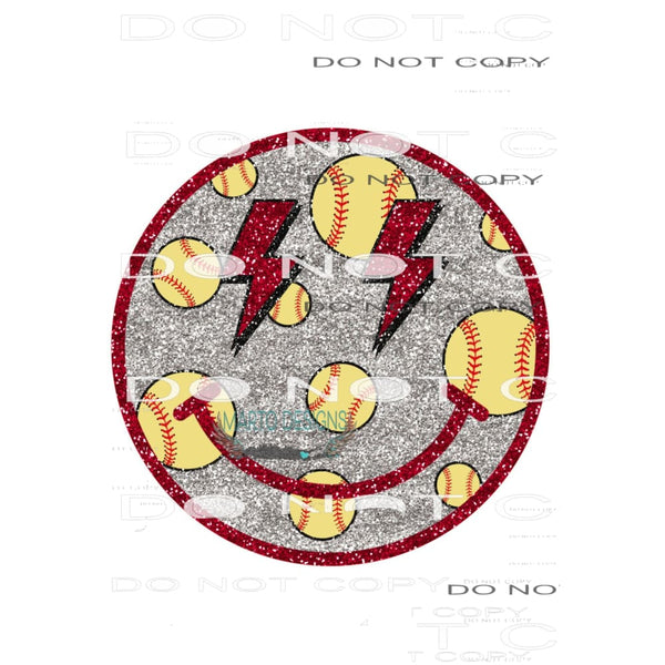 Softball Smiley #10199 Sublimation transfers - Heat