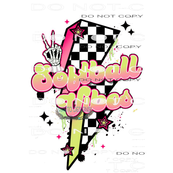 Softball Vibes #6683 Sublimation transfers - Heat Transfer