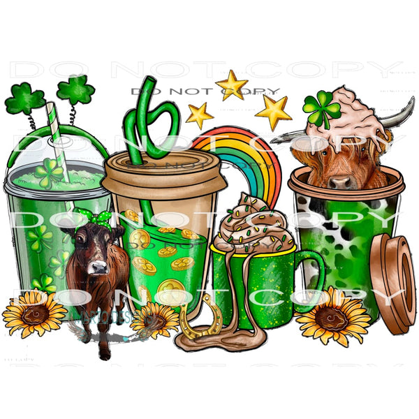 St.Patricks Day Cow Drink #9772 Sublimation transfers - Heat