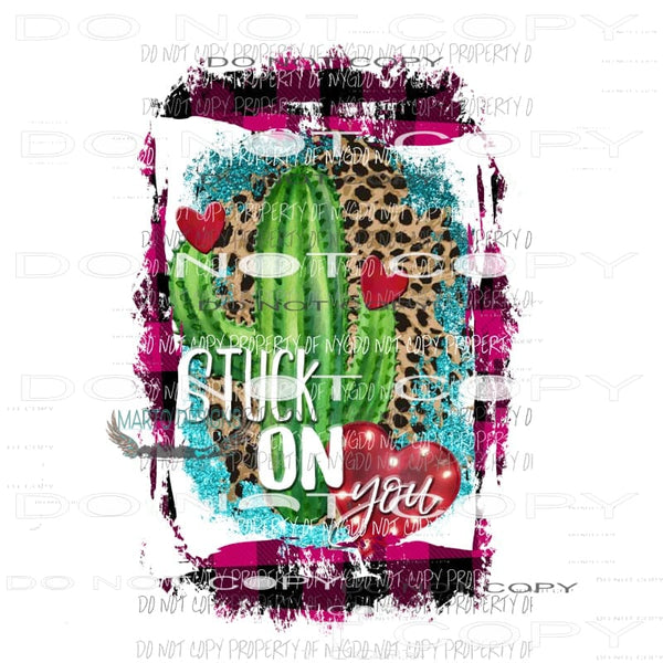 Stuck on You #2 leopard cactus purple plaid frame Sublimation transfers Heat Transfer