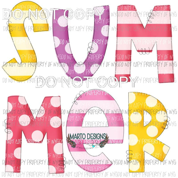 SUMMER stacked stripes polka dots Sublimation transfers Heat Transfer