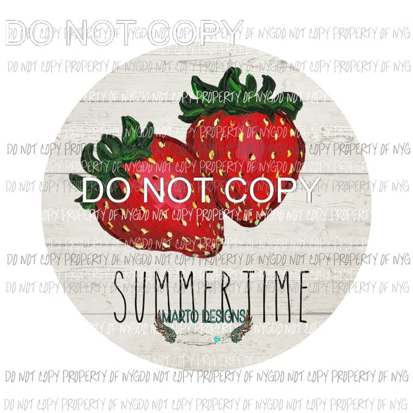 Summertime Strawberries wood circle Sublimation transfers Heat Transfer