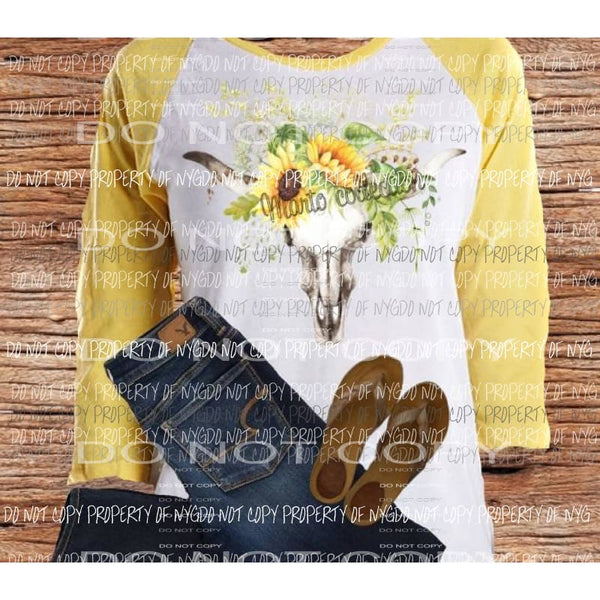 Sunflower bull skull sublimation transfer Heat Transfer