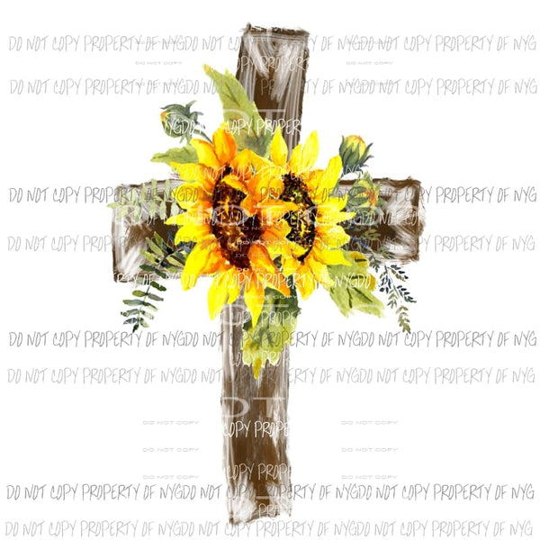 Sunflower cross yellow brown Sublimation transfers Heat Transfer