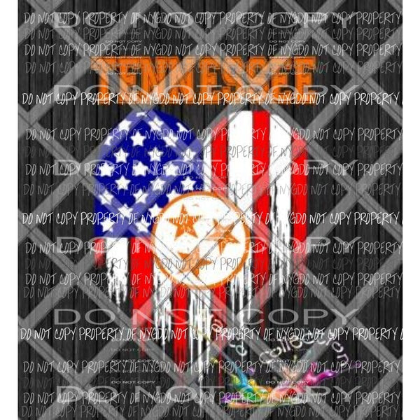 Tennessee Heart Flag . watermark will not be on transfer Heat Transfer