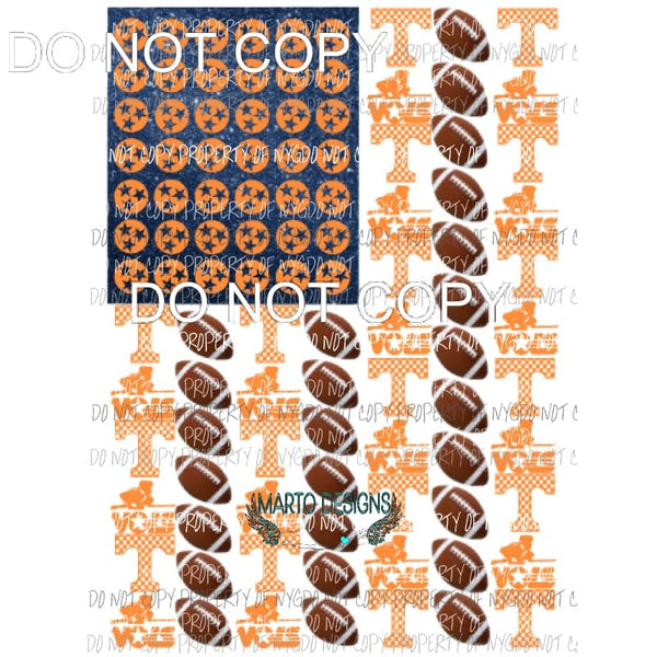 TENNESSEE Vols Flag Football Sublimation transfers Heat Transfer