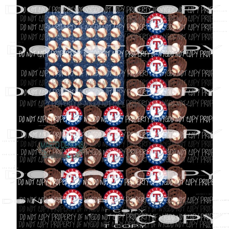 martodesigns - Texas Rangers Flag Baseball Sublimation
