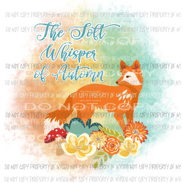 The Soft Whisper of Autumn watercolor fox flowers Fall Sublimation transfers Heat Transfer