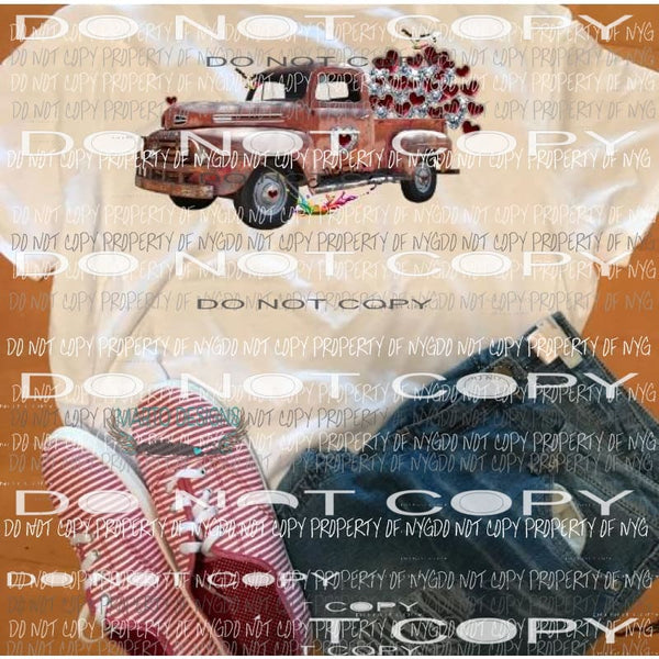 Truck with hearts sublimation transfer Heat Transfer
