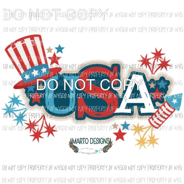 USA # 6 Sublimation transfers usa 4th of july america Heat Transfer