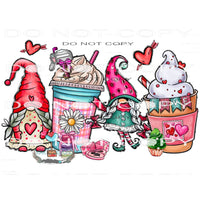Valentine Gnome And Coffee #9584 Sublimation transfers -