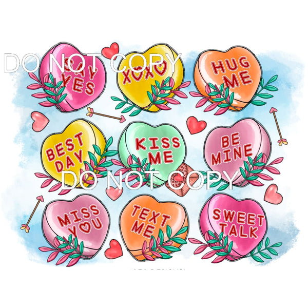 Valentines Day Candy Hearts #9597 Sublimation transfers -