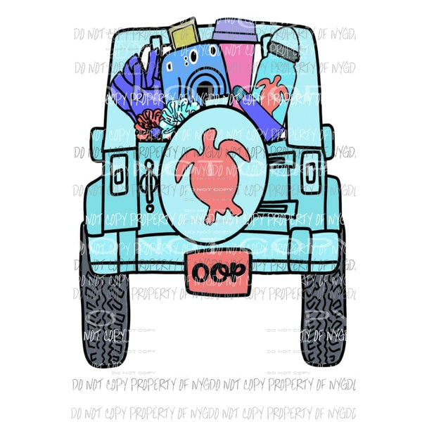 VSCO girl Jeep blue turtles Sublimation transfers Heat Transfer