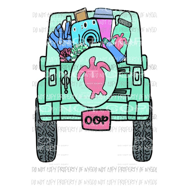 VSCO girl Jeep green turtles Sublimation transfers Heat Transfer