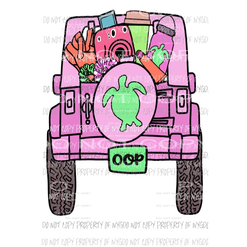 martodesigns VSCO girl Jeep hot pink turtles Sublimation